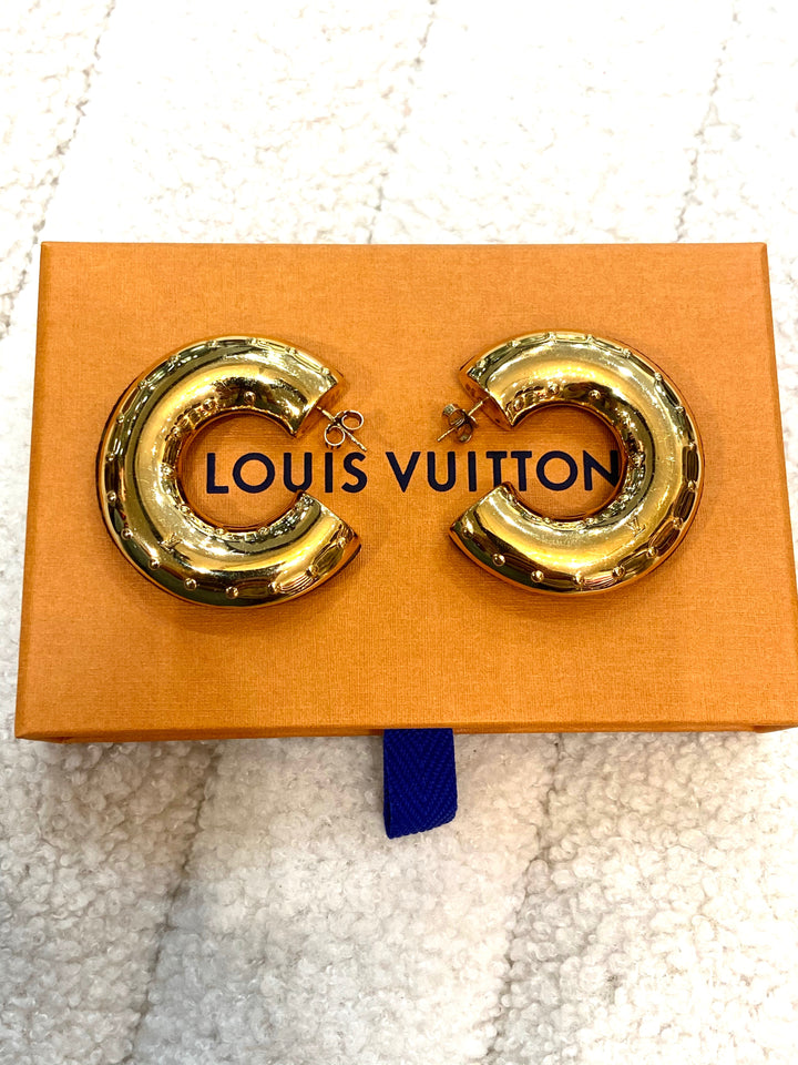 LOUIS VUITTON MONOGRAM WILD V HOOP EARRINGS
