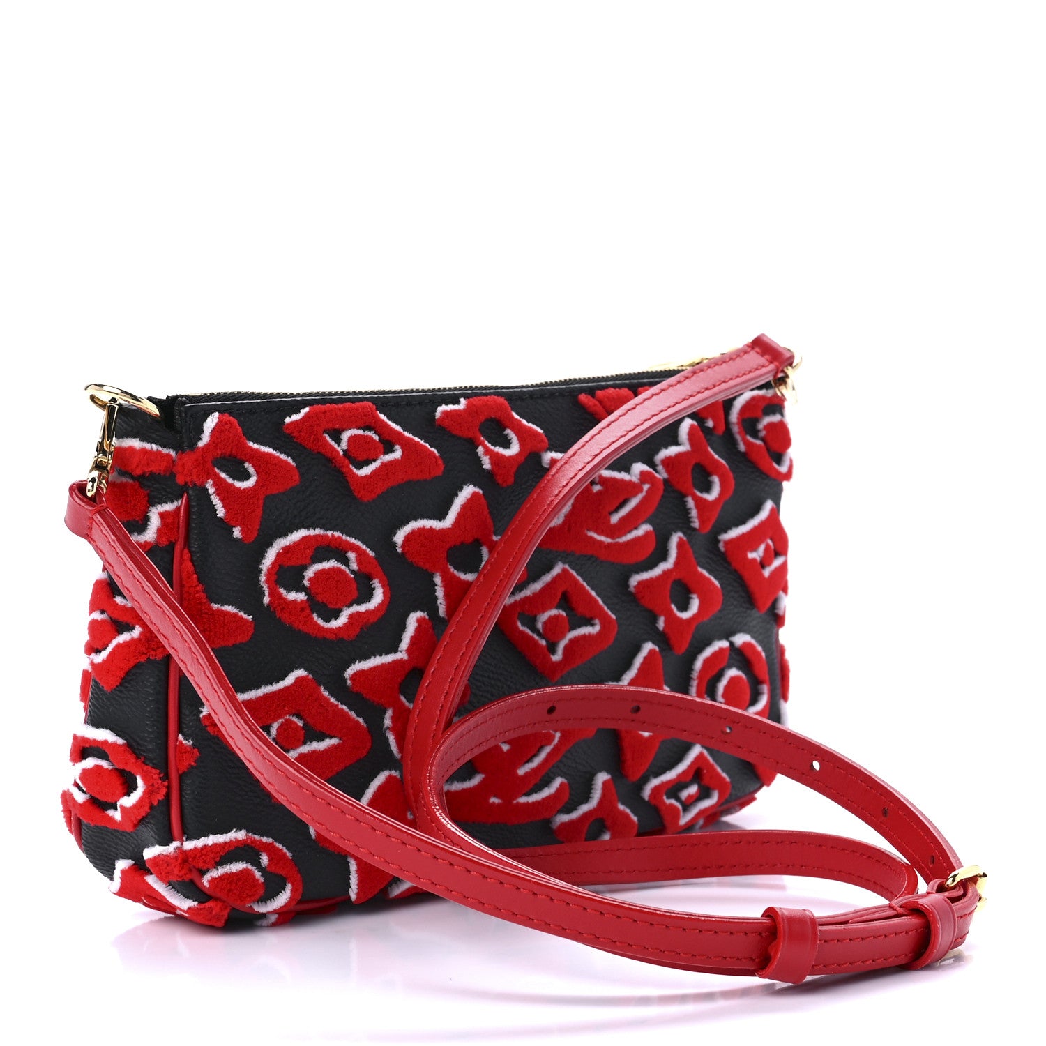 Louis Vuitton x UF Black/Red Tufted Monogram Pochette Accessories Bag -  Yoogi's Closet