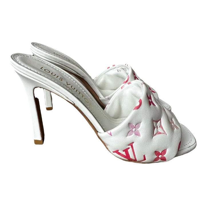 LOUIS VUITTON LAMBSKIN EMBOSSED MONOGRAM REVIVAL MULES