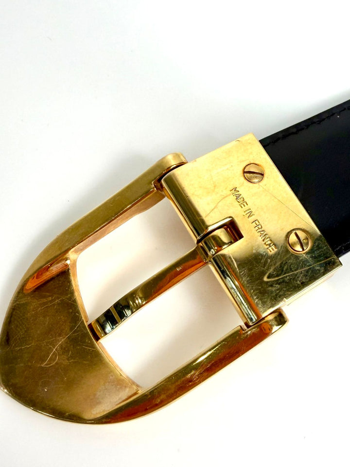 LOUIS VUITTON BLACK EPI LEATHER BELT