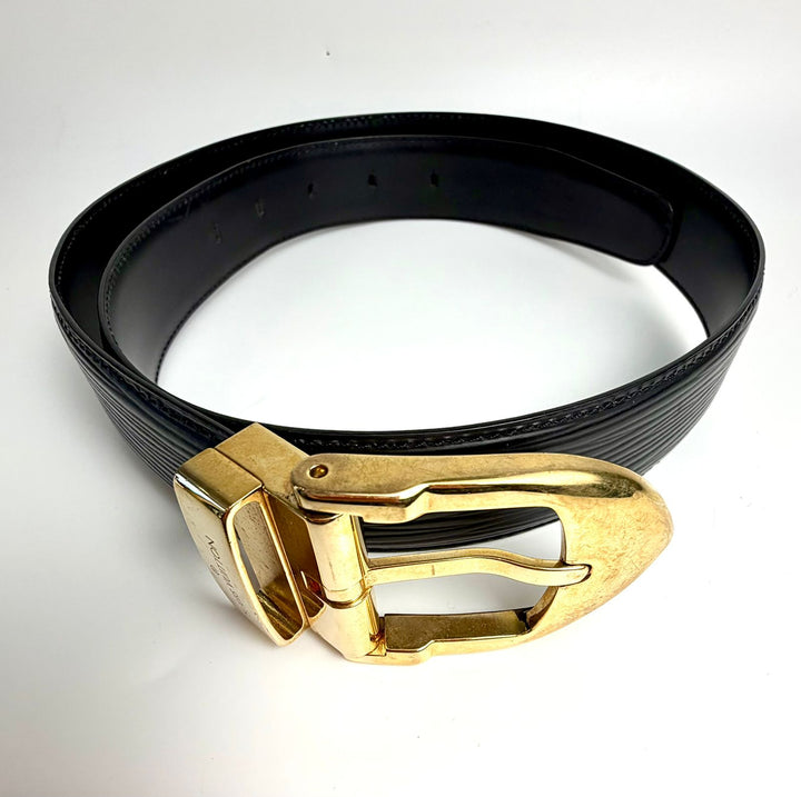 LOUIS VUITTON BLACK EPI LEATHER BELT