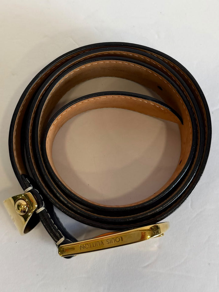 LOUIS VUITTON TEXTURED CALFSKIN EATHER GOLD HARDWARE BELT