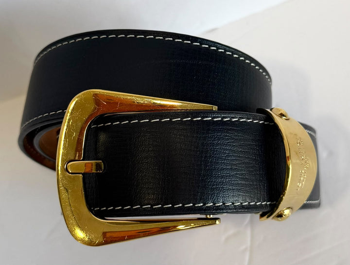 LOUIS VUITTON TEXTURED CALFSKIN EATHER GOLD HARDWARE BELT