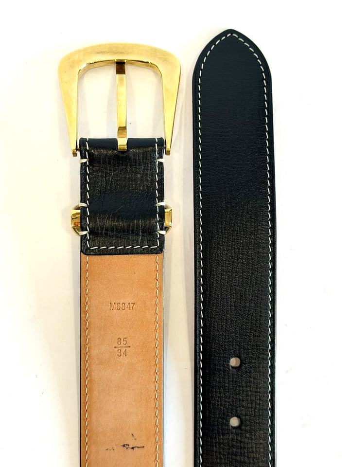 LOUIS VUITTON TEXTURED CALFSKIN EATHER GOLD HARDWARE BELT