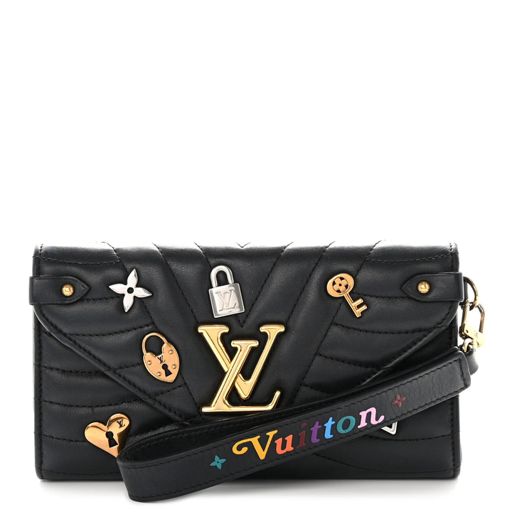 LOUIS VUITTON LOVE LOCK NEW WAVE LONG CALFSKIN LEATHER WALLET WRISTLET