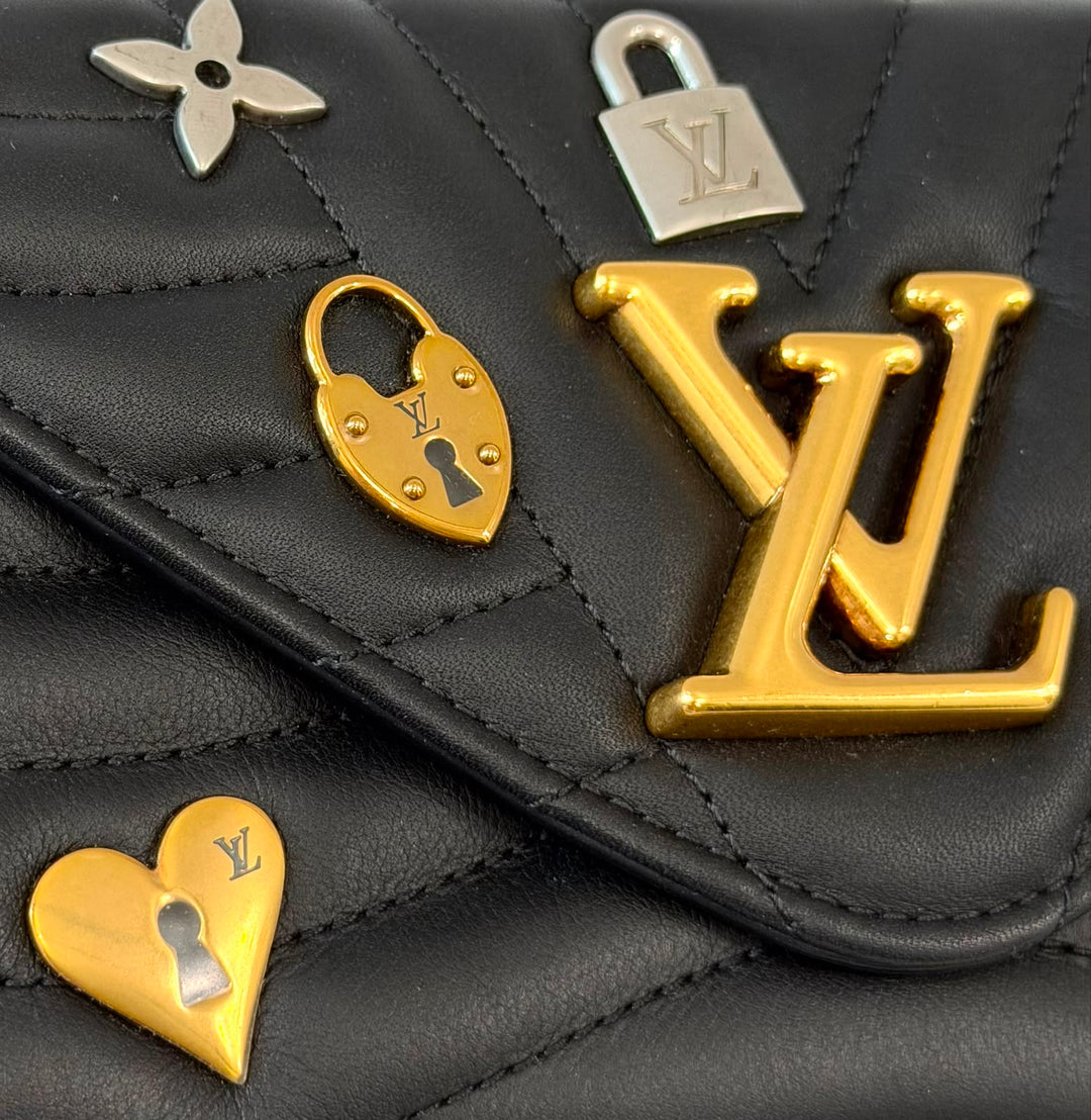 LOUIS VUITTON LOVE LOCK NEW WAVE LONG CALFSKIN LEATHER WALLET WRISTLET