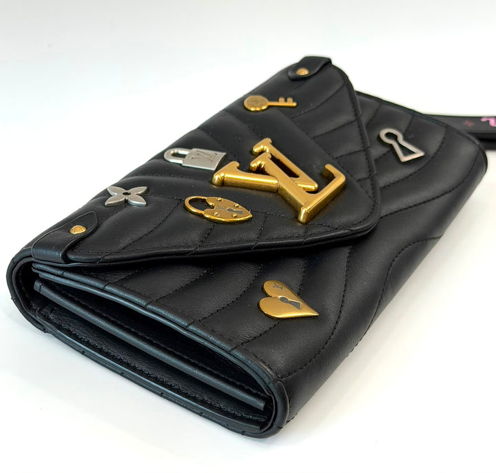 LOUIS VUITTON LOVE LOCK NEW WAVE LONG CALFSKIN LEATHER WALLET WRISTLET