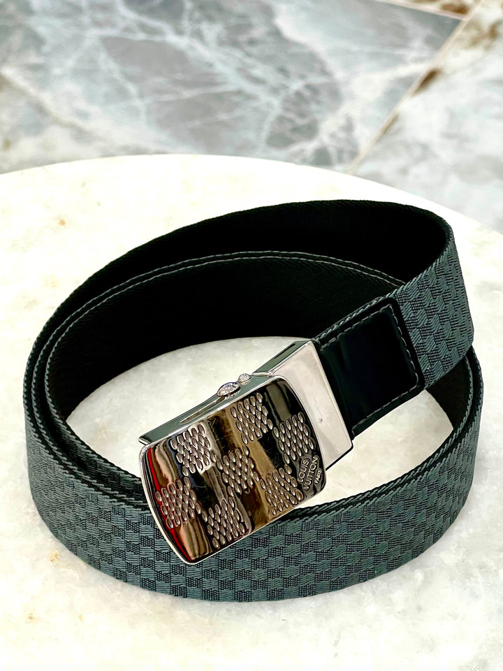 LOUIS VUITTON INVENTION DAMIER GRAPHITE CANVAS &amp; LEATHER REVERSIBLE BELT
