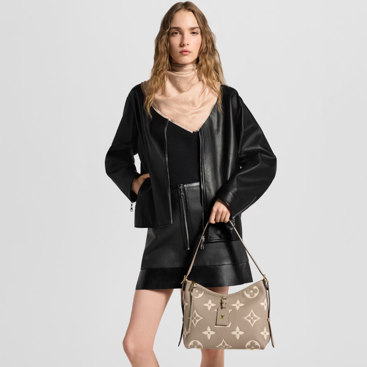 LOUIS VUITTON  MONOGRAM GIANT CARRYALL PM EMPREINTE LEATHER BAG