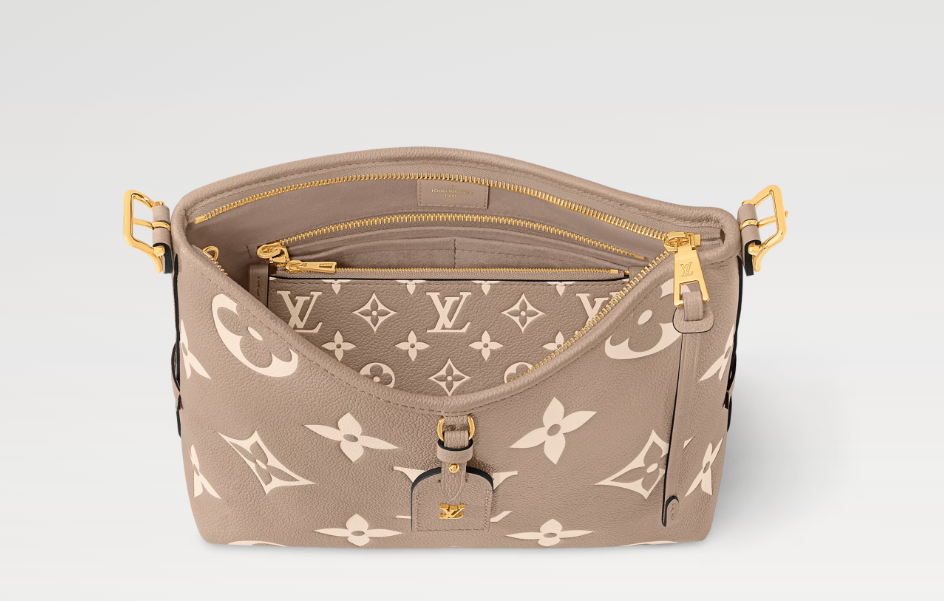LOUIS VUITTON  MONOGRAM GIANT CARRYALL PM EMPREINTE LEATHER BAG