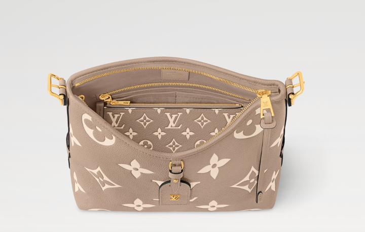 LOUIS VUITTON  MONOGRAM GIANT CARRYALL PM EMPREINTE LEATHER BAG
