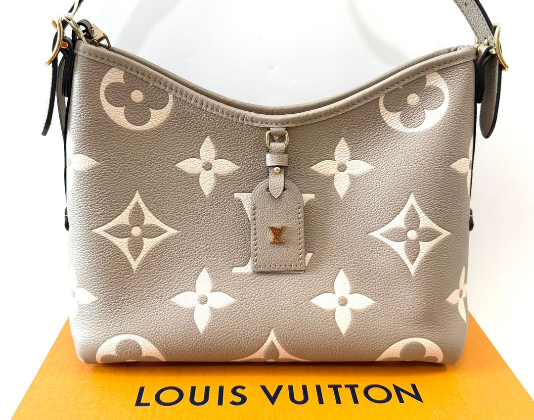 LOUIS VUITTON  MONOGRAM GIANT CARRYALL PM EMPREINTE LEATHER BAG