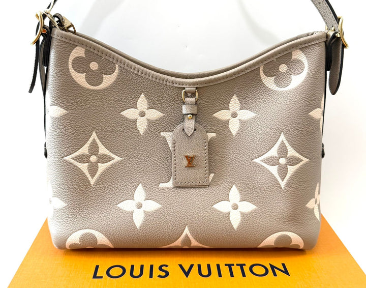 LOUIS VUITTON  MONOGRAM GIANT CARRYALL PM EMPREINTE LEATHER BAG