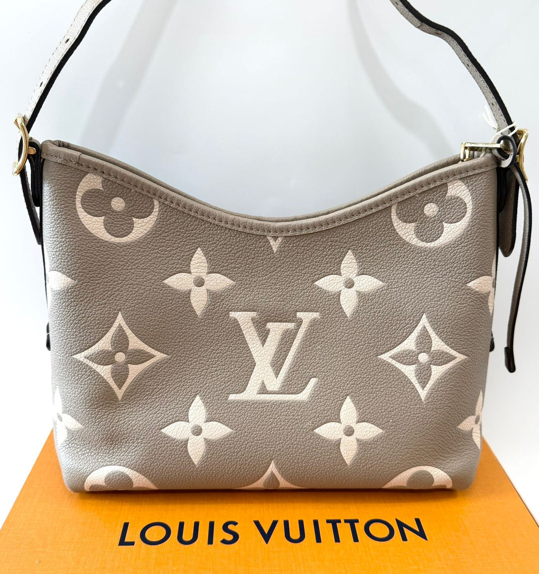 LOUIS VUITTON  MONOGRAM GIANT CARRYALL PM EMPREINTE LEATHER BAG