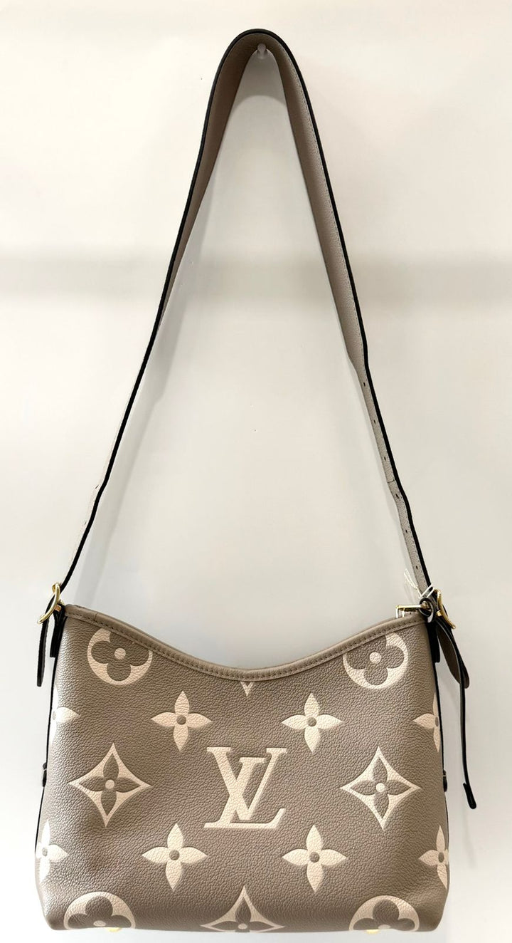 LOUIS VUITTON  MONOGRAM GIANT CARRYALL PM EMPREINTE LEATHER BAG