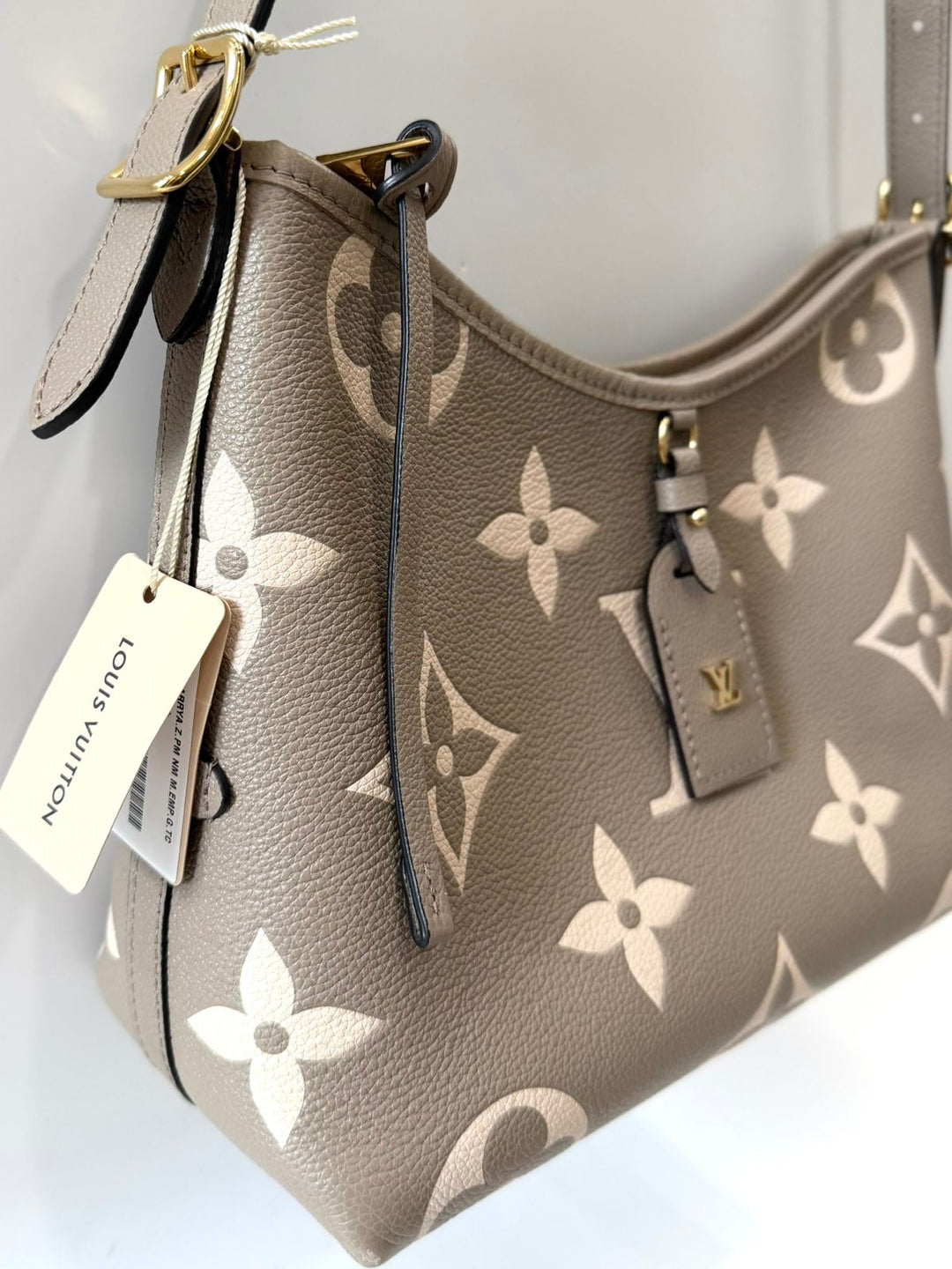 LOUIS VUITTON  MONOGRAM GIANT CARRYALL PM EMPREINTE LEATHER BAG