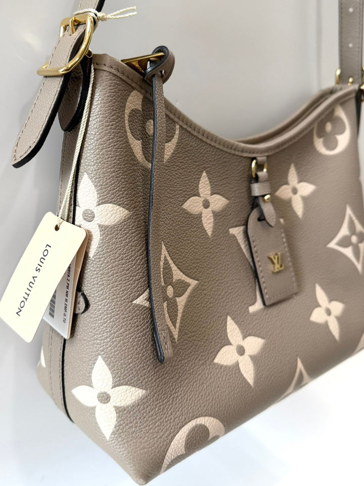 LOUIS VUITTON  MONOGRAM GIANT CARRYALL PM EMPREINTE LEATHER BAG