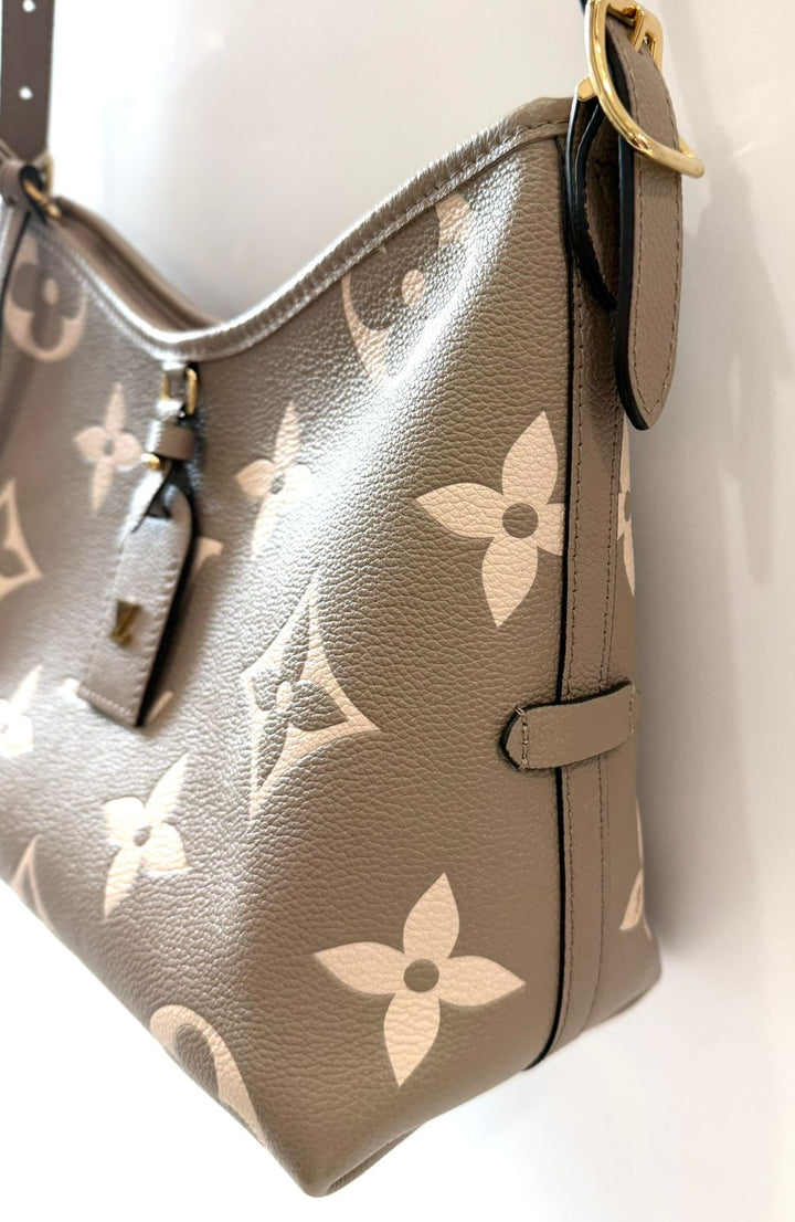 LOUIS VUITTON  MONOGRAM GIANT CARRYALL PM EMPREINTE LEATHER BAG