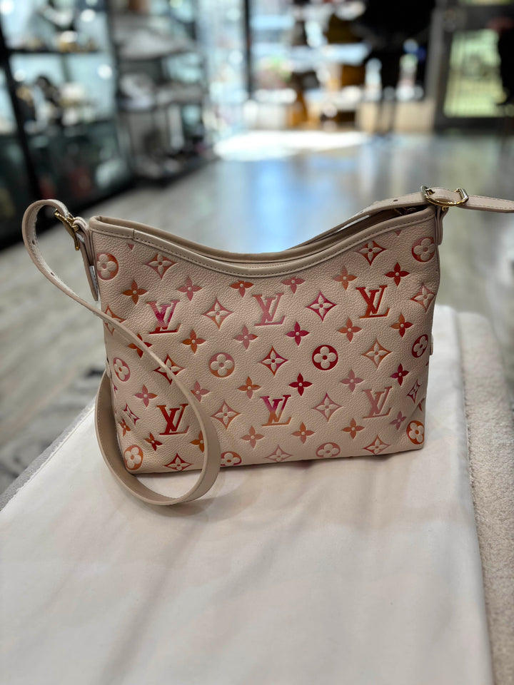 LV MONOGRAM SUNRISE AQUARELLE EMPREINTE LEATHER CARRYALL PM BAG