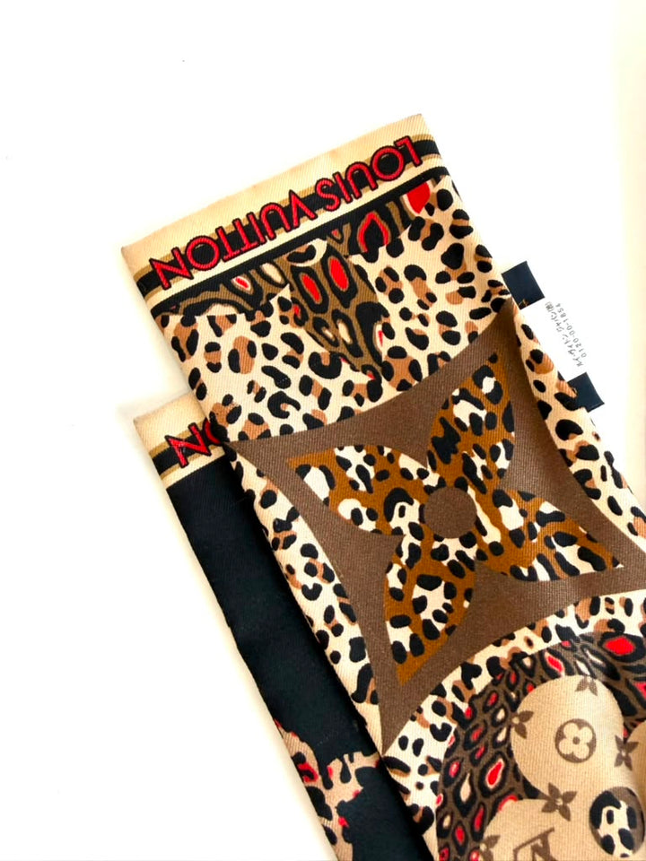 LOUIS VUITTON MONOGRAM LEOPARD PRINT REVERSIBLE BANDEAU SILK TWILLY