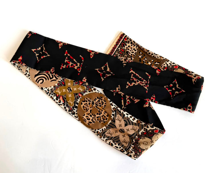 LOUIS VUITTON MONOGRAM LEOPARD PRINT REVERSIBLE BANDEAU SILK TWILLY
