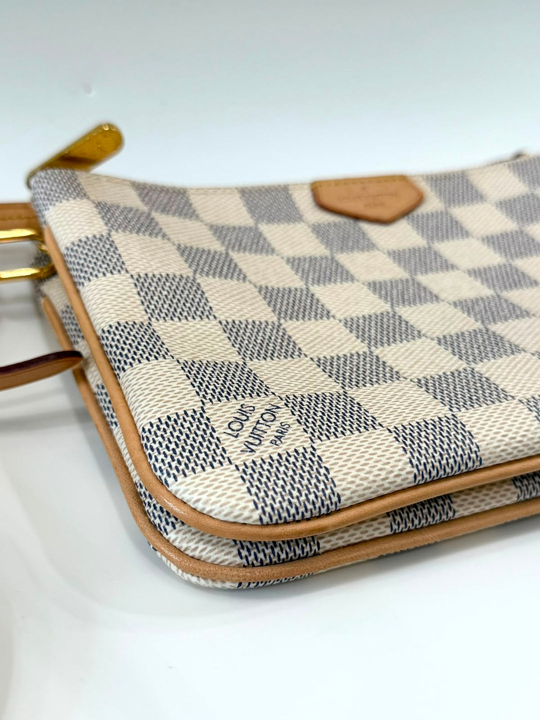 LOUIS VUITTON DAMIER AZUR DOUBLE ZIP POCHETTE- ROSE BALLERINE