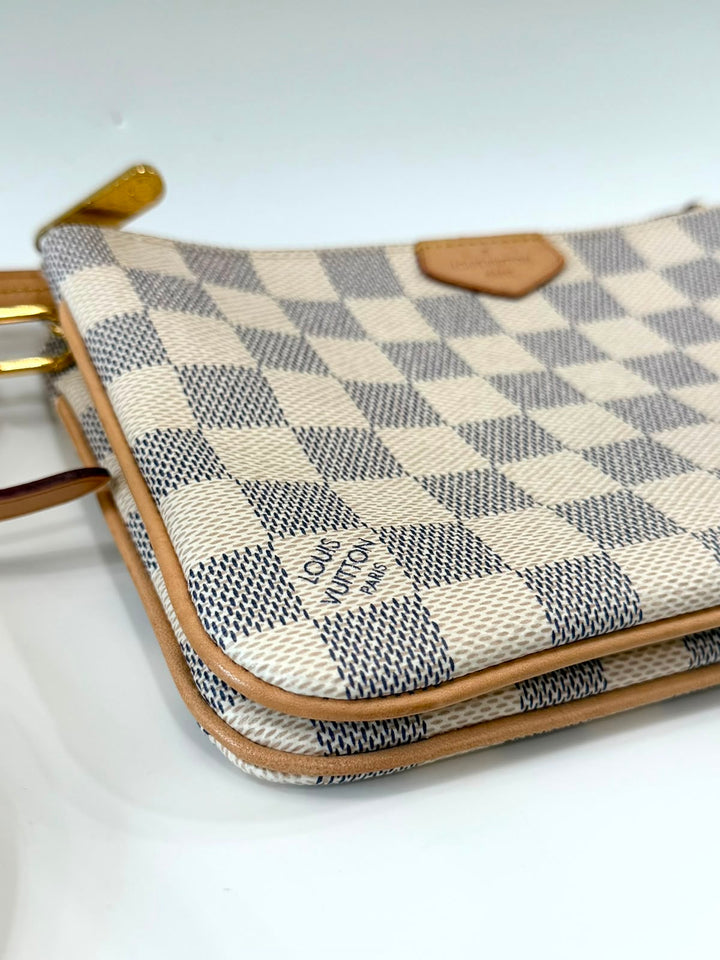LOUIS VUITTON DAMIER AZUR DOUBLE ZIP POCHETTE- ROSE BALLERINE