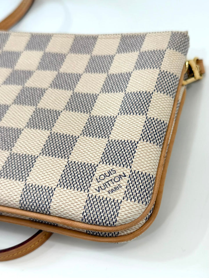 LOUIS VUITTON DAMIER AZUR DOUBLE ZIP POCHETTE- ROSE BALLERINE