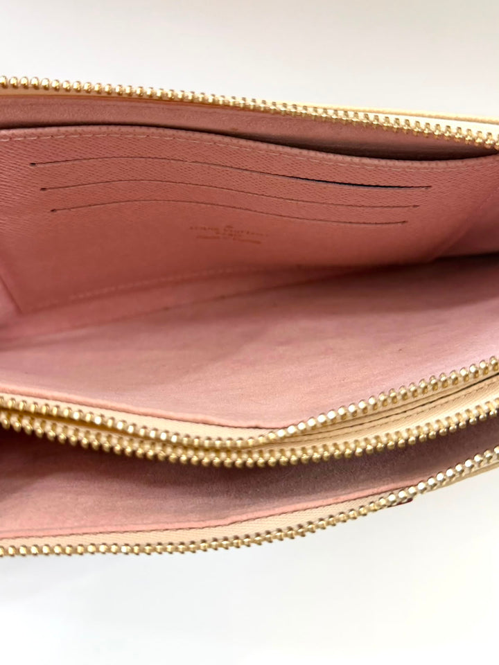 LOUIS VUITTON DAMIER AZUR DOUBLE ZIP POCHETTE- ROSE BALLERINE