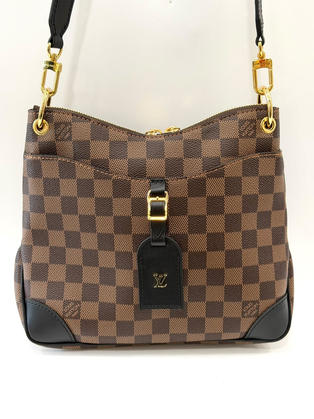 LOUIS VUITTON DAMIER EBENE ODÉON PM CROSSBODY BAG BLACK