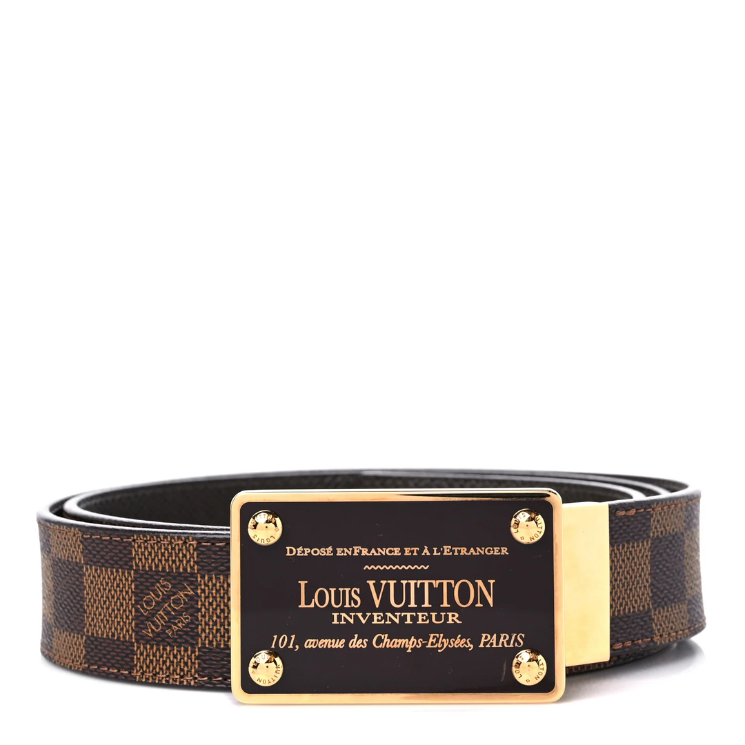 LOUIS VUITTON DAMIER EBENE INVENTEUR BUCKLE REVERSIBLE BELT