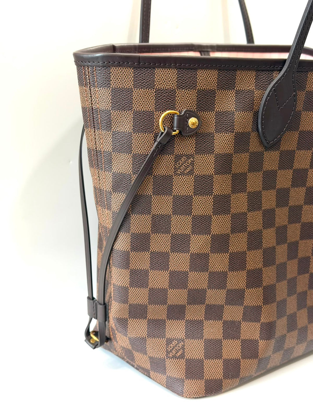 LOUIS VUITTON DAMIER EBENE NEVERFULL MM TOTE BAG-ROSE BALLERINE