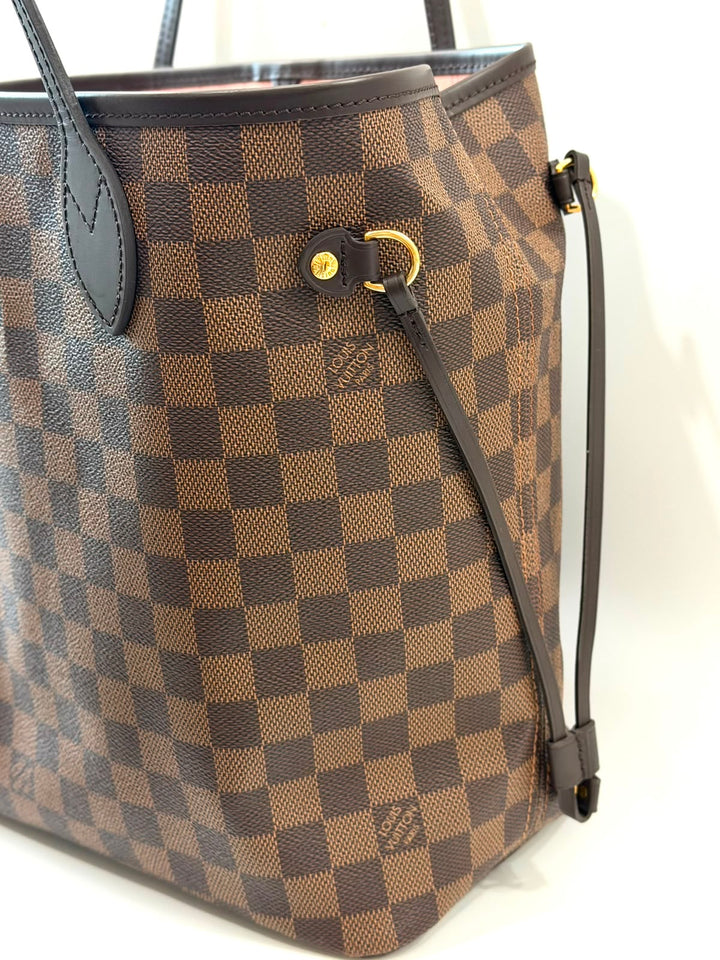 LOUIS VUITTON DAMIER EBENE NEVERFULL MM TOTE BAG-ROSE BALLERINE