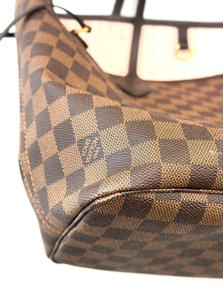 LOUIS VUITTON DAMIER EBENE NEVERFULL MM TOTE BAG-ROSE BALLERINE