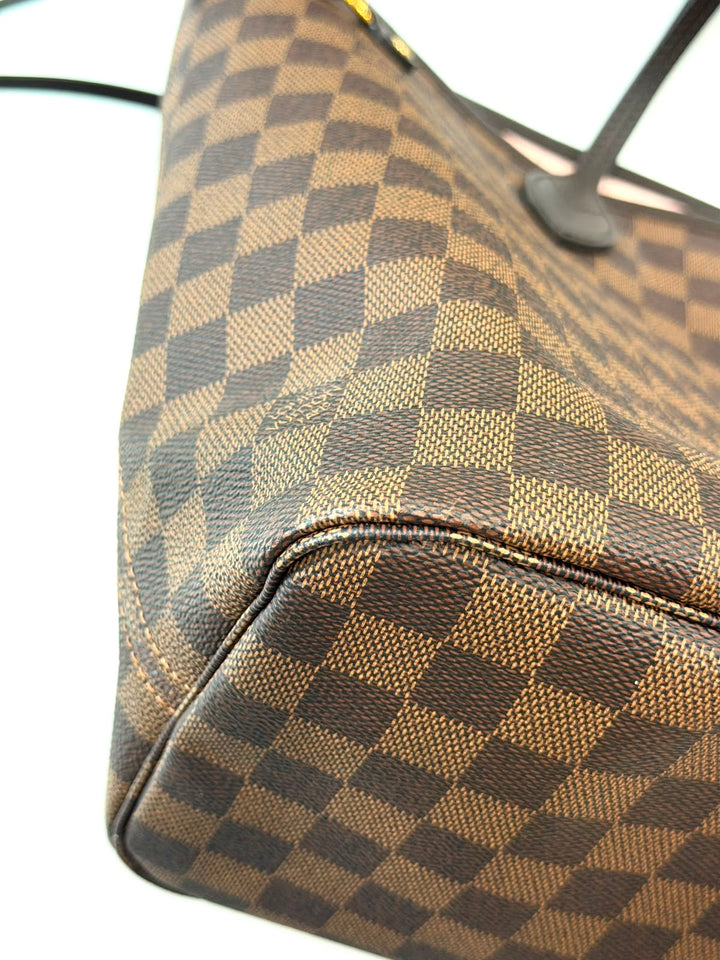 LOUIS VUITTON DAMIER EBENE NEVERFULL MM TOTE BAG-ROSE BALLERINE