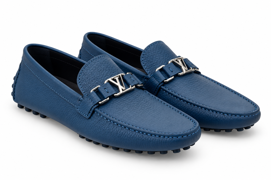 LOUIS VUITTON LV INITIALS SILVERSTONE MOCCASINS