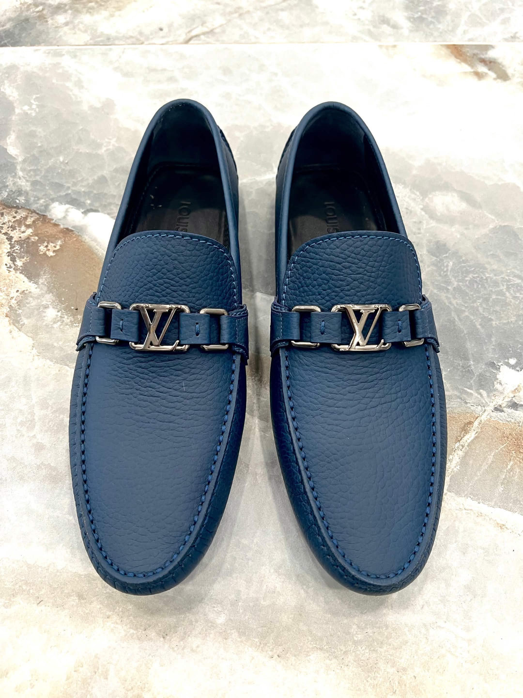 LOUIS VUITTON LV INITIALS SILVERSTONE MOCCASINS