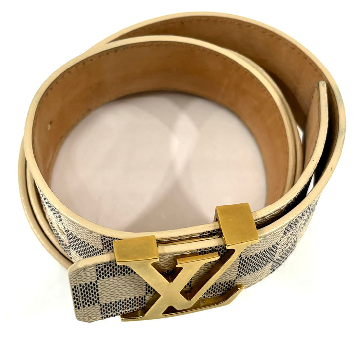 LOUIS VUITTON DAMIER AZUR LV INITIALS BELT