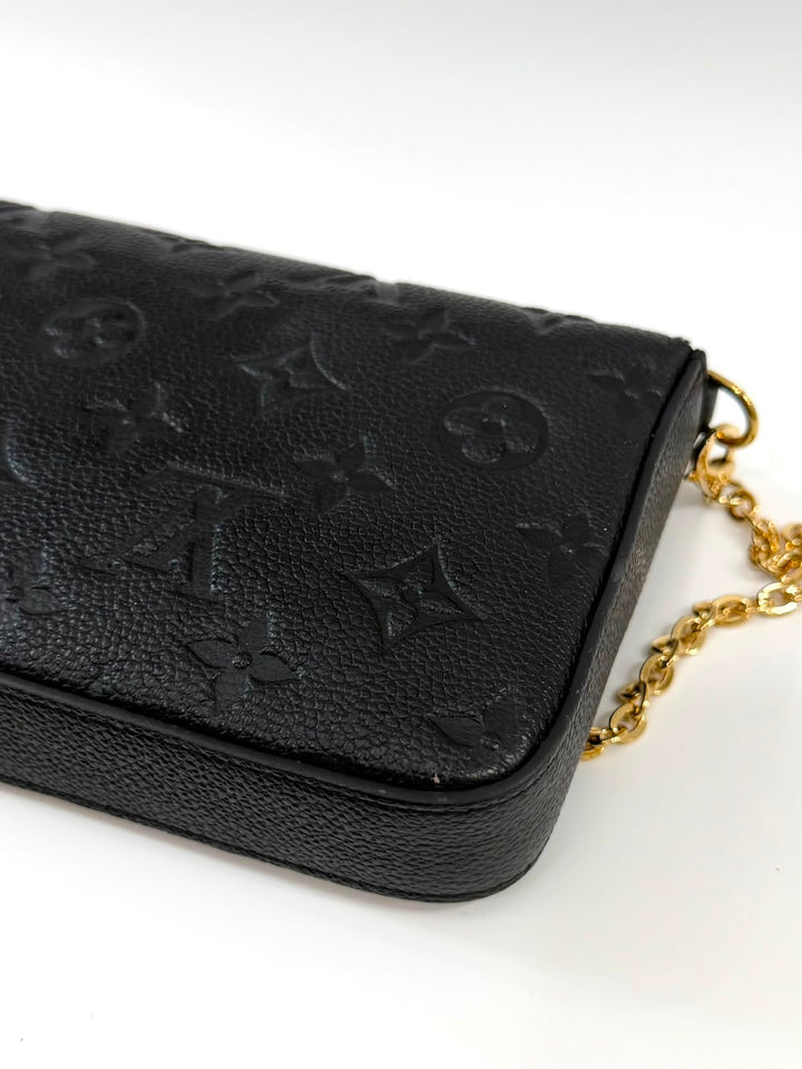 LOUIS VUITTON MONOGRAM POCHETTE FÉLICIE EMPREINTE LEATHER CROSSBODY