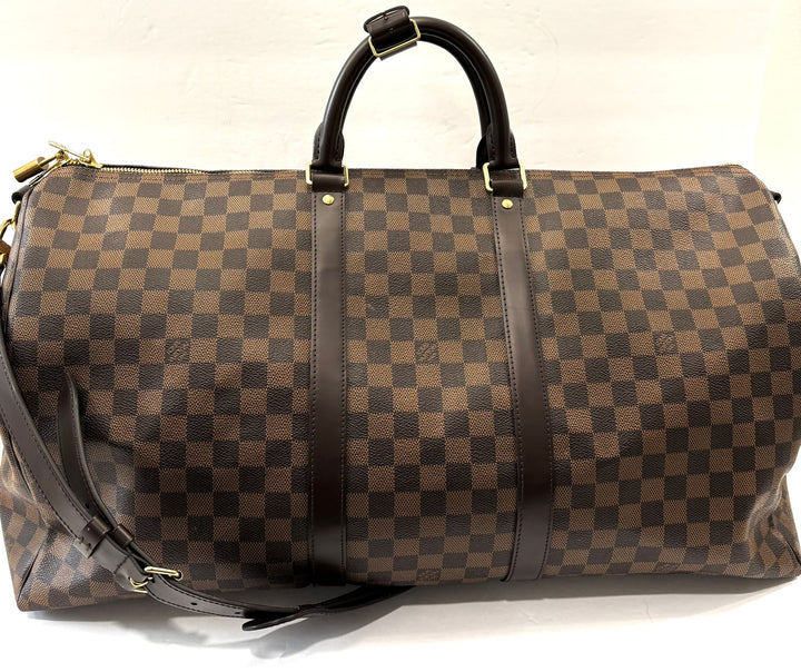 LOUIS VUITTON  DAMIER EBENE KEEPALL BANDOULIERE 55 BAG