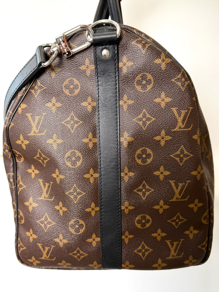 LOUIS VUITTON MONOGRAM MACASSAR KEEPALL BANDOULIÈRE 55 BAG