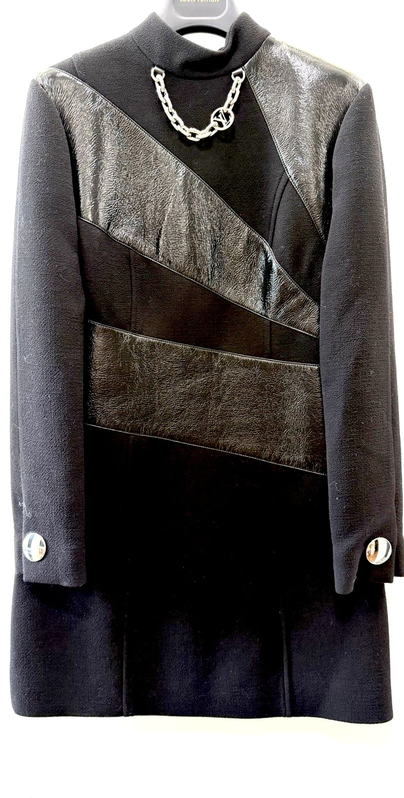 LOUIS VUITTON LONG-SLEEVED VINYL INSERT MINI DRESS