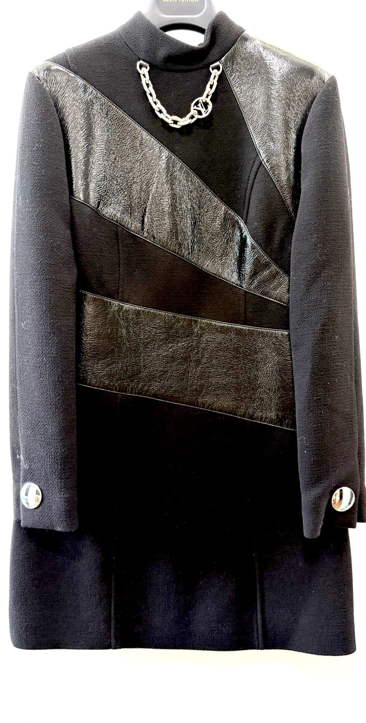LOUIS VUITTON LONG-SLEEVED VINYL INSERT MINI DRESS