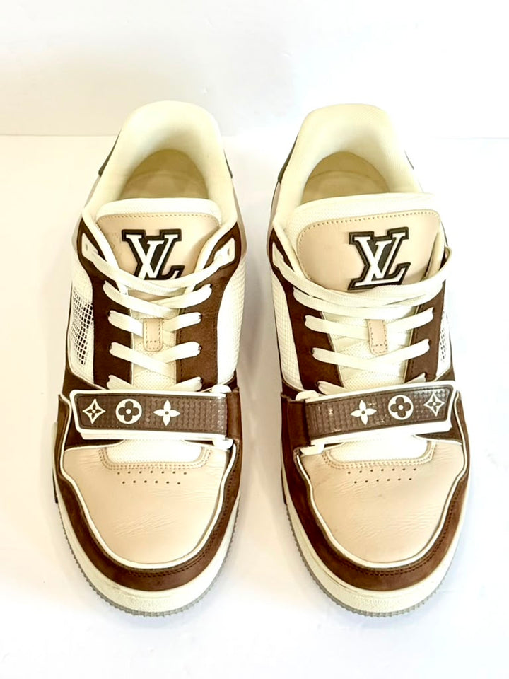 LOUIS VUITTON LV TRAINER MONOGRAM CALFSKIN LEATHER SNEAKERS