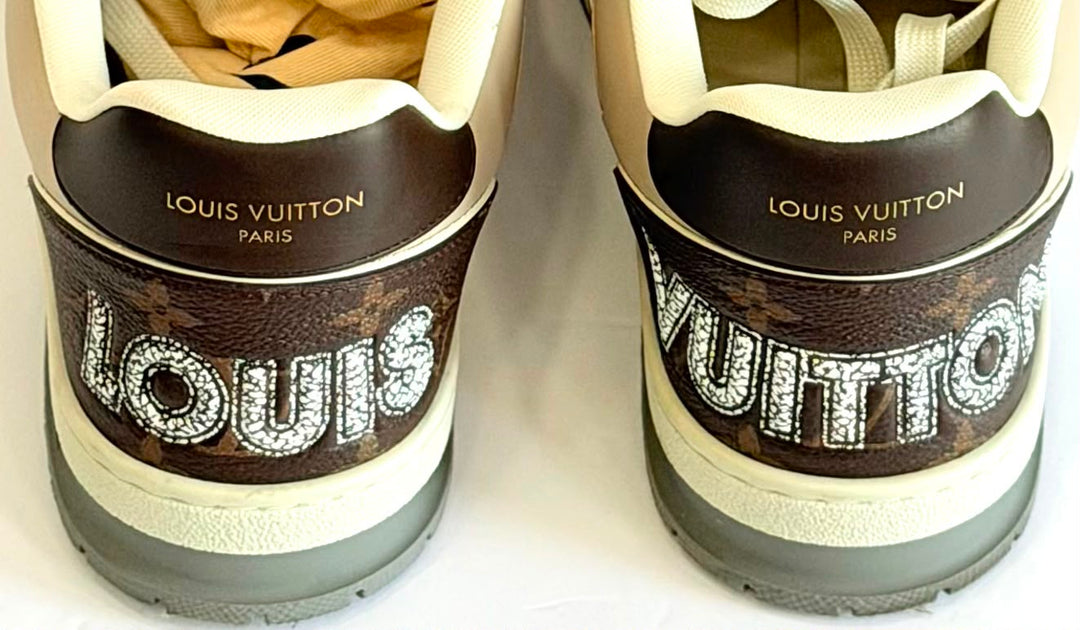 LOUIS VUITTON LV TRAINER MONOGRAM CALFSKIN LEATHER SNEAKERS