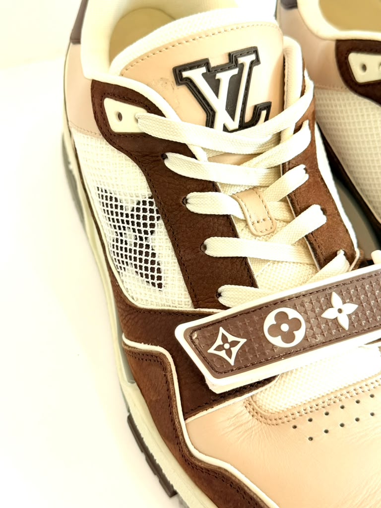 LOUIS VUITTON LV TRAINER MONOGRAM CALFSKIN LEATHER SNEAKERS