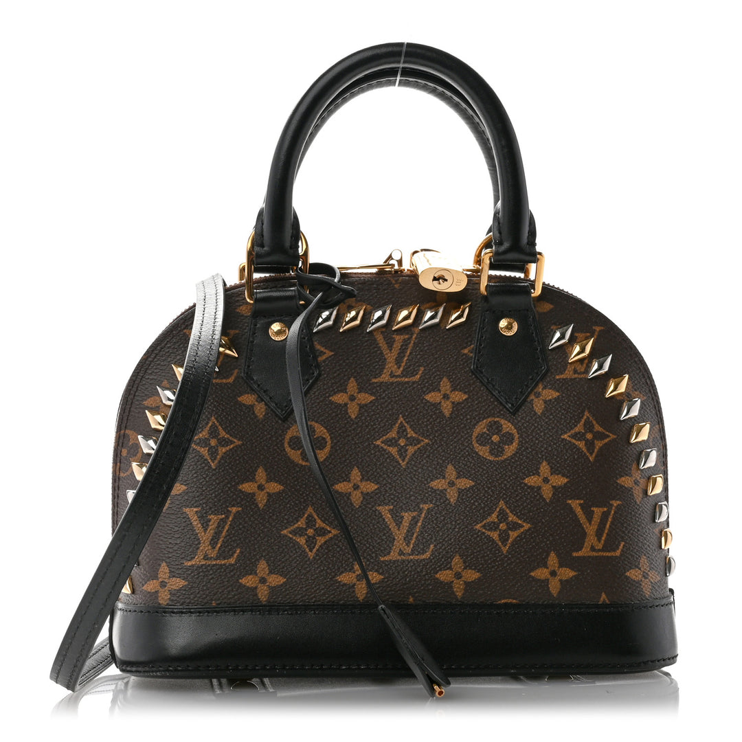 LOUIS VUITTON MONOGRAM MACASSAR STUDDED ALMA BB BAG