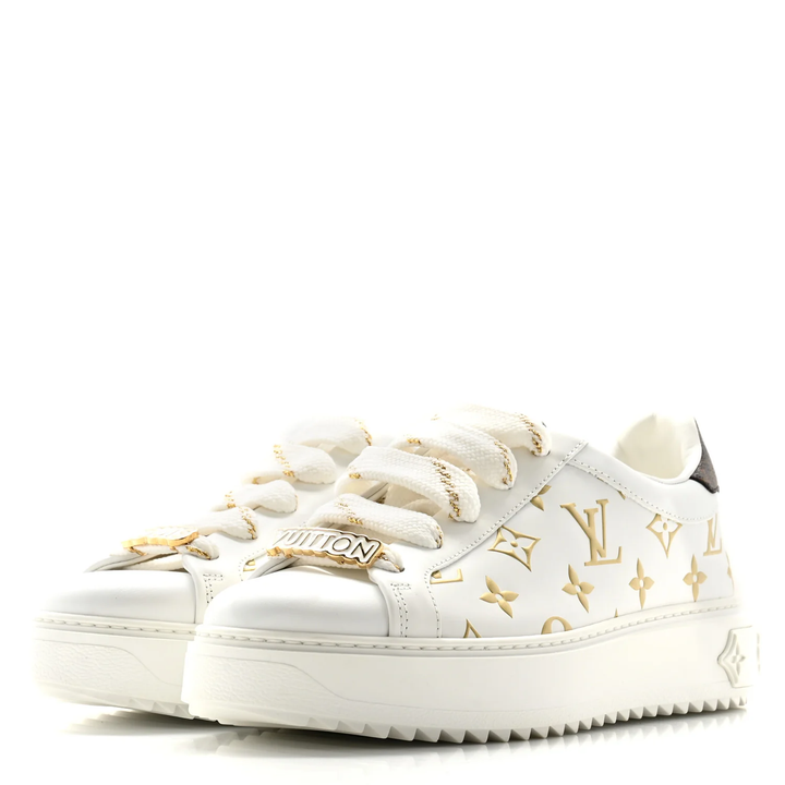 LOUIS VUITTON MONOGRAM TIME OUT CALFSKIN LEATHER SNEAKERS