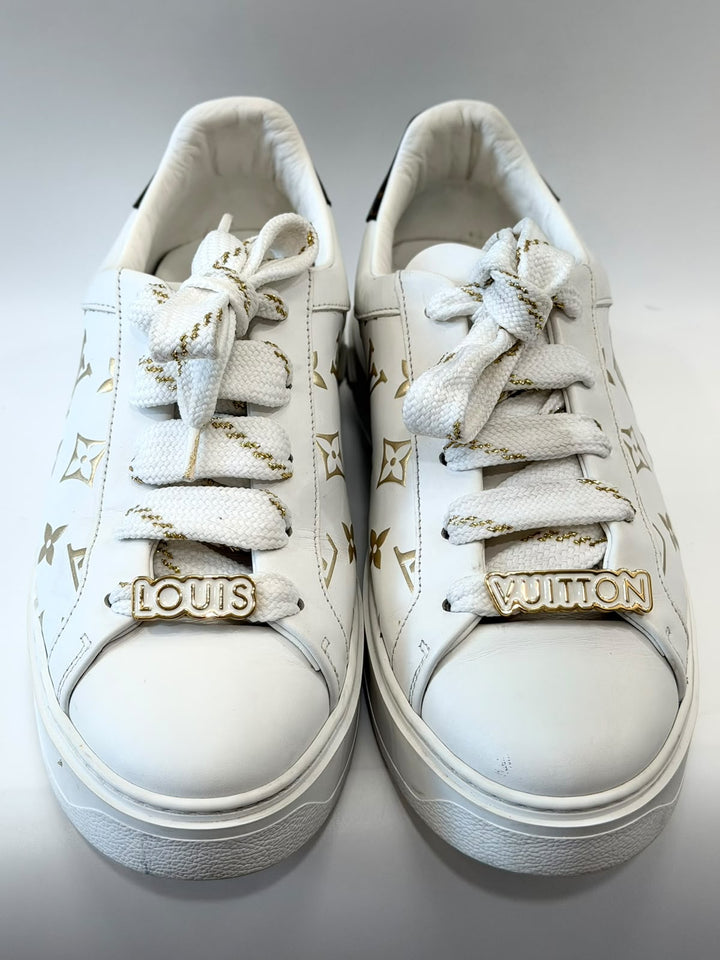 LOUIS VUITTON MONOGRAM TIME OUT CALFSKIN LEATHER SNEAKERS