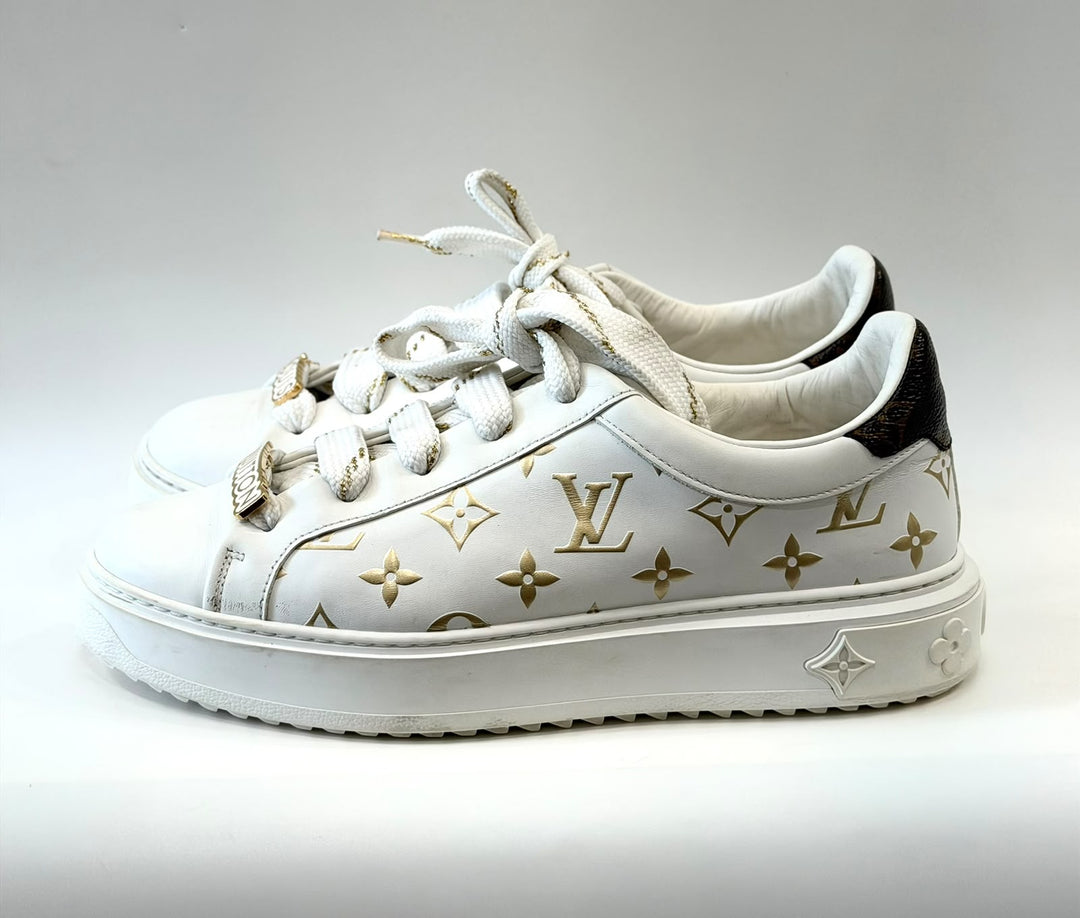 LOUIS VUITTON MONOGRAM TIME OUT CALFSKIN LEATHER SNEAKERS